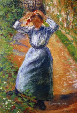  1882 Art Painting - peasant donning her marmotte 1882 Camille Pissarro